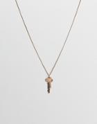 Bershka Chain Necklace With Key Pendant In Gold - Gold