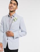 Asos Design Wedding Skinny Blazer In Blue Wool Mix Twill-blues