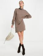 & Other Stories Cotton High Neck Jersey Mini Dress In Mole - Beige-neutral