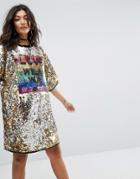 Ragyard Festival Love Flip Sequin Dress - Gold