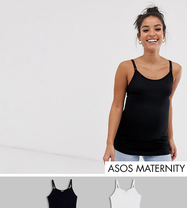 Asos Design Maternity Nursing Cami With Clips 2 Pack Save-multi