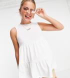 Asos Design Maternity Sleeveless Tiered Smock Top In White