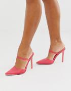 Asos Design Power Up Studded High Heeled Mules In Pink - Pink
