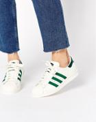 Adidas Originals Superstar 80s Dlx White & Green Sneakers - White