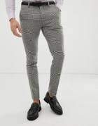 Asos Design Wedding Super Skinny Suit Pants In Gray Houndstooth - Gray