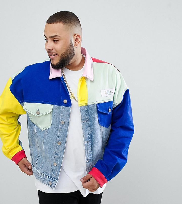 Asos Design X Glaad & Plus Denim Jacket In Color Block - Multi