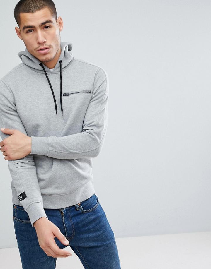 Jack & Jones Core Hoodie With Zip Pocket - Gray