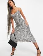 Guess Scoop Neck Midi Dress In Leopard Print-multi