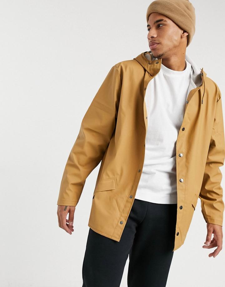 Rains Hooded Jacket In Mustard-yellow