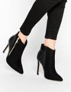 Truffle Collection Faye Point Heeled Ankle Boots - Black Snake