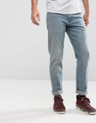 Asos Stretch Slim Jeans In Vintage Light Wash Blue - Blue