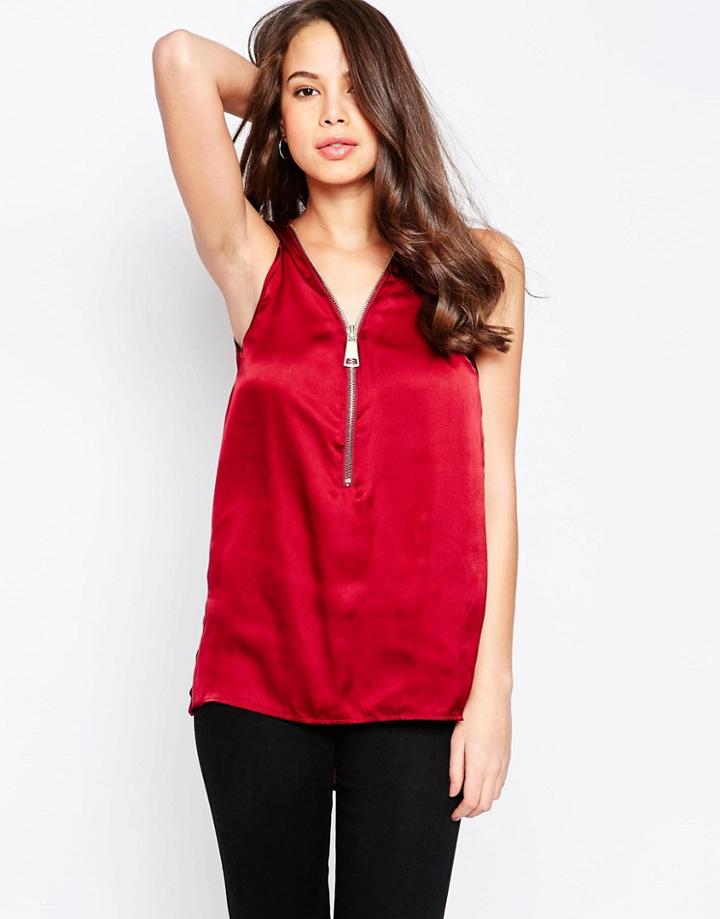 Ax Paris Zip Front Dip Back Tank - Teal