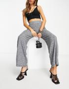 Lipsy Ribbed Wide Leg Pants In Gray-grey