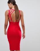 Vesper Strappy Back Midi Dress In Red - Red