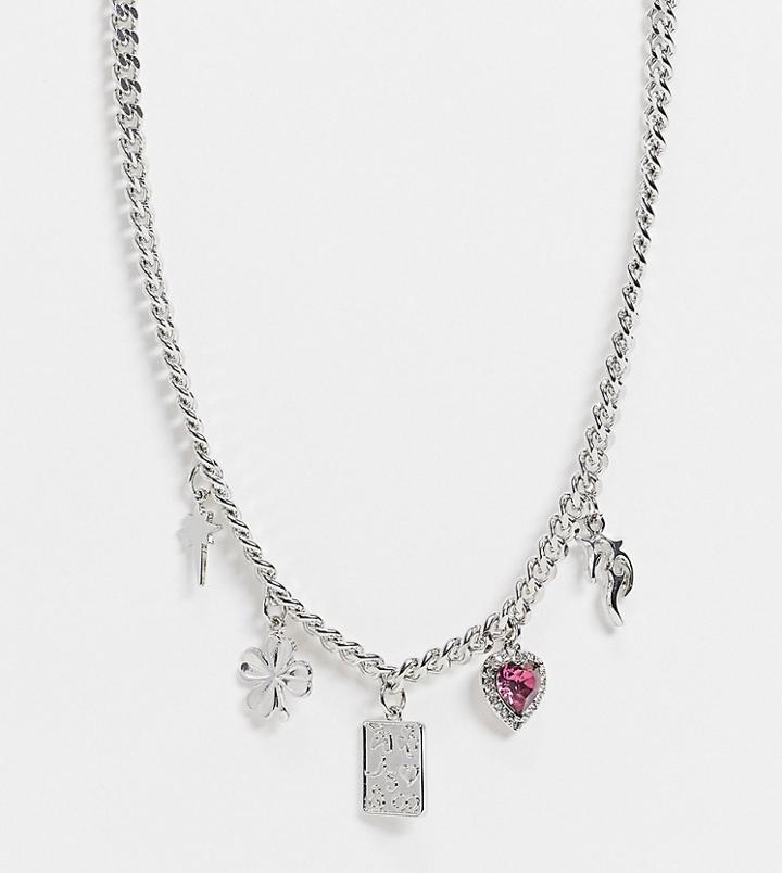 Reclaimed Vintage Inspired The Charm Necklace In Silver
