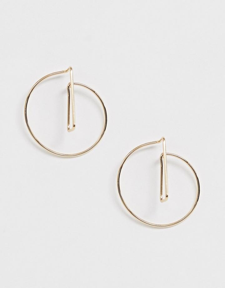 Asos Design Earrings In Fine Geo Design In Gold - Gold