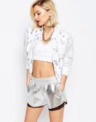 Adidas Originals Regista Lace Bomber Jacket With Patch Logo - White