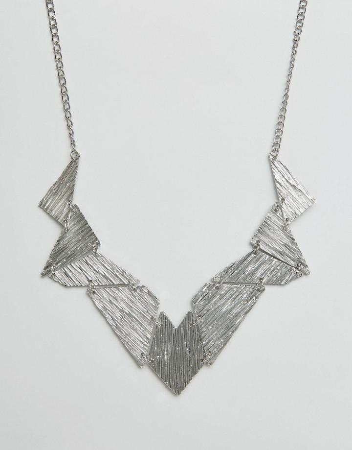 Ruby Rocks Asymmetric Statement Necklace - Silver