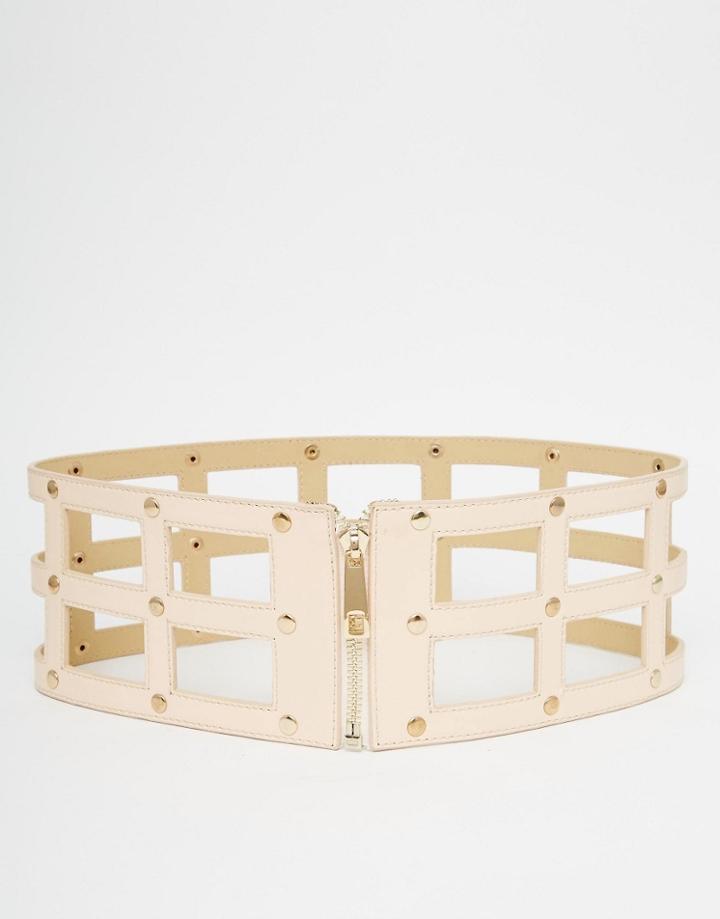 Pieces Caged Belt With Zip Fastening - Nude