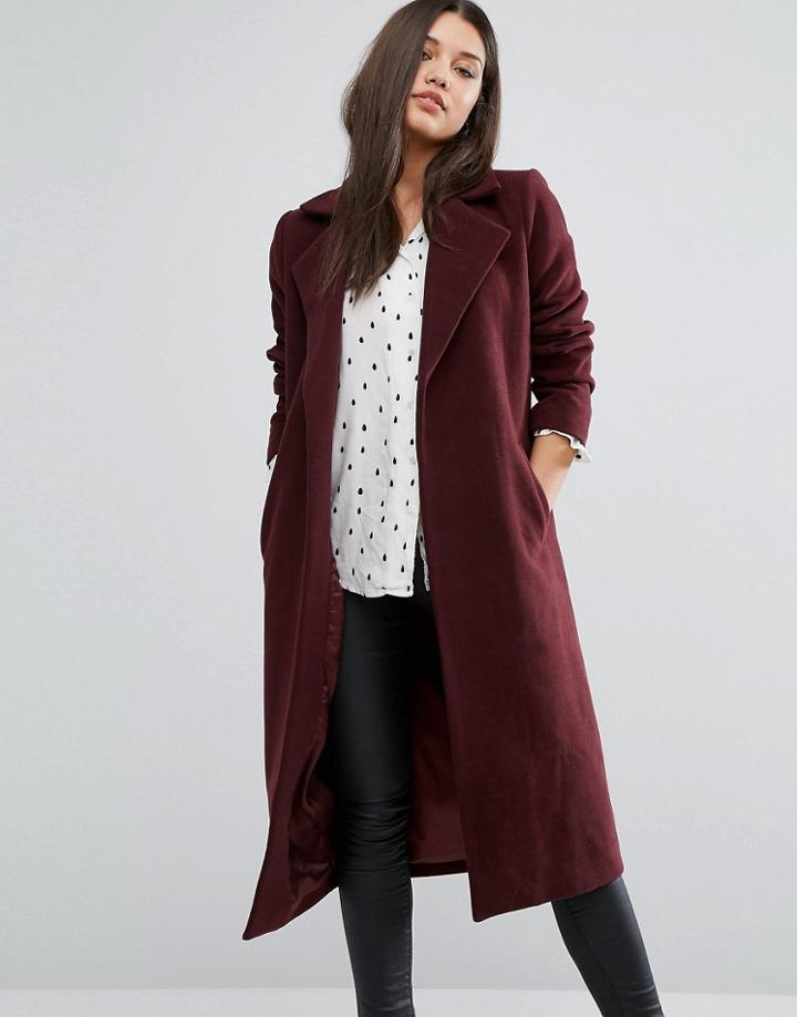 Missguided Longline Faux Wool Duster Coat - Brown
