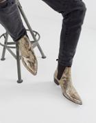 Jeffery West Sylvian Cuban Boots In Gold Snake - Gold