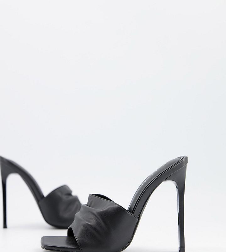 Simmi London Wide Fit Samia Ruched Mules In Black