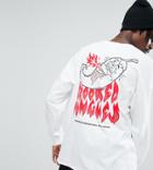 Crooked Tongues Long Sleeve T-shirt With Chilli Print In White - White