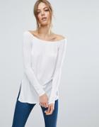 Asos Off Shoulder Slouchy Top With Side Split - White