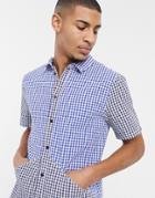 Native Youth Short Sleeve Shirt In Mixed Gingham-navy