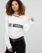 Love Moschino Logo Sweatshirt With Chain - White