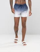 Asos Swim Shorts In Dip Dye Navy Short Length - Navy