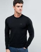 Armani Jeans Crew Knit Sweater Logo Regular Fit In Black - Black