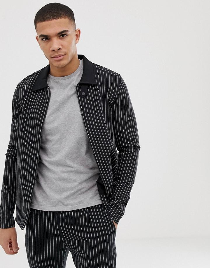 Jack & Jones Premium Pinstripe Worker Jacket - Black