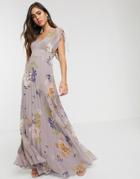 Asos Design Sleeveless Pleated Floral Print Maxi Dress