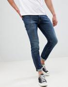 Jack & Jones Skinny Fit Turn Up Blue Denim Jeans - Blue