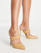 Raid Alessi Plait Strap Heel Shoes In Camel-brown