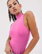 Asos Design Turtleneck Sleeveless Body In Pink - Pink