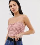 Collusion Bandeau Top In Stripe - Red