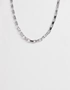 Asos Design Necklace In Box Chain In Silver Tone - Silver