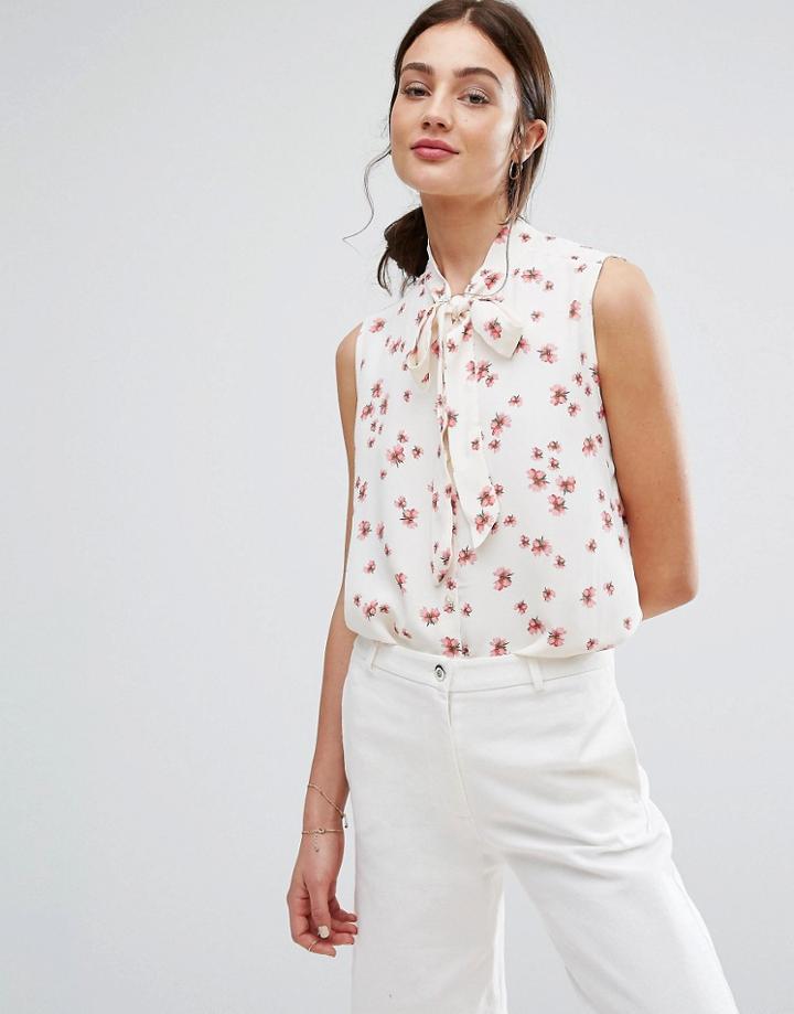 Newlily Sleeveless Pussy-bow Blouse - Multi