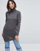 Vila Roll Neck Tunic Sweater - Gray