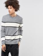 Asos Wool Mix Sweater With Block Stripe Design - Gray