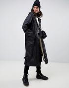 Asos Design Maxi Fleece Lined Rainwear - Black