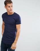 Produkt Longline T-shirt In Slub Cotton - Navy