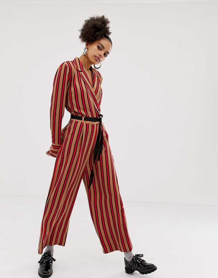 Collusion Stripe Wrap Jumpsuit - Multi