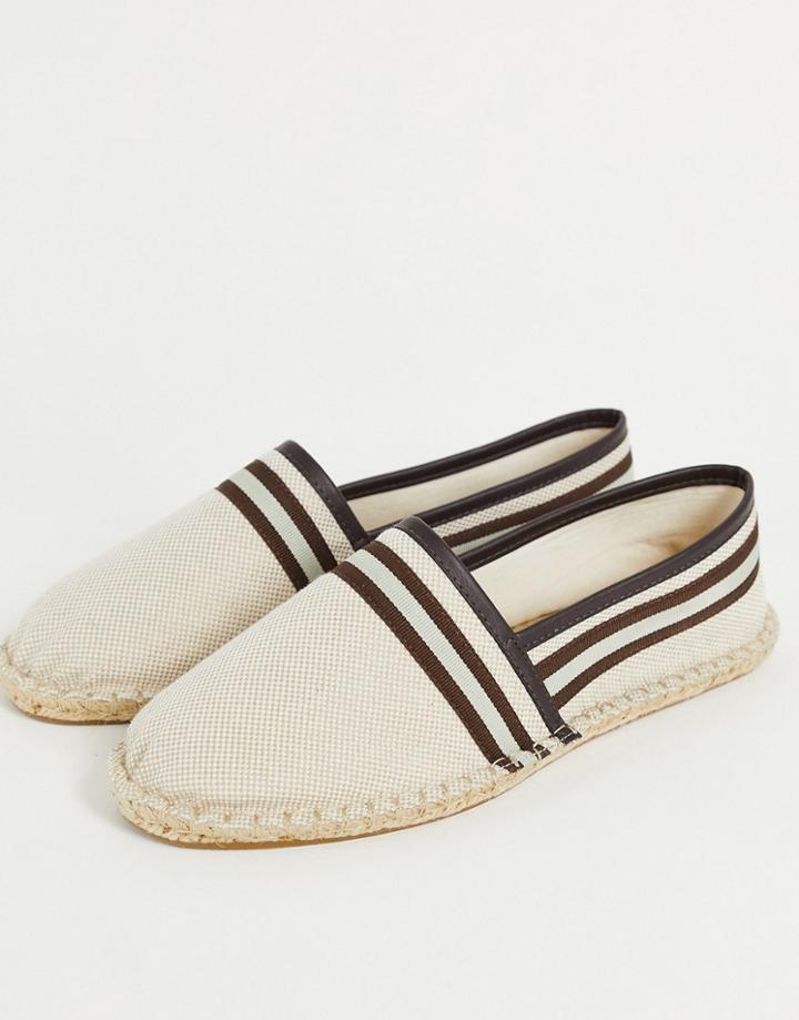 Asos Design Espadrilles In Natural Weave With Grosgrain Tape-neutral