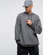 Asos Oversized Hoodie With Double Sleeve In Charcoal Marl - Gray