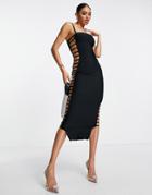 Rare London Bandage Maxi Dress With Cut-out Sides In Black