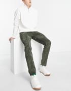Topman Velvet Cord Suit Pants In Green