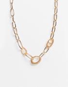 Asos Design Necklace With Abstract Link Chain In Gold Tone